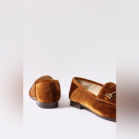 NWT NIB Sam Edelman Loraine Velvet Flat Cocoa Bronze Gold Hardware Size 8 - Picture 3 of 9